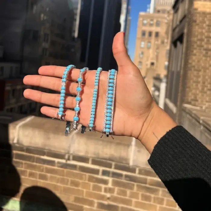 2023 Summer New High Quality Women Jewelry Geometric Oval Blue Turquoises Stone Tennis Bracelet For Women 1 2023 Summer New High Quality Women Jewelry Geometric Oval Blue Turquoises Stone Tennis Bracelet For Women 1