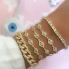 15+4cm gold color filled micro pave cz lovely turkish evil eye charm beads linked bracelet for girl women fashion jewelry 1