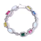 NUOYA Multi Colored Opal Geometric Women Bracelet 18k Gold Plated Diamond Accent Luxurious Hip hop Boutique Jewelry 2