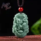Green Myanmar Jadeite Chinese Zodiac Pendant Luxury Charm Gifts for Women Men Carved Amulet Real Jade Fashion Necklace 2