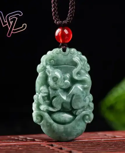 Green Myanmar Jadeite Chinese Zodiac Pendant Luxury Charm Gifts for Women Men Carved Amulet Real Jade Fashion Necklace 2