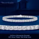 Dainty Full Moissanite Tennis Bracelet 18k Gold Plated 925 Sterling Silver D Color Lab Created Diamond Bracelet for Women Men 1