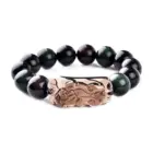Natural Stone Men Bracelet Black Obsidian Beads With Ice Obsidian Pixiu Brave Troops Rosary Buddha Jewelry For Men And Women 2