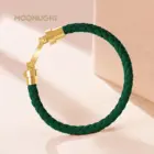 MOONLIGHT Classic Style Genuine Braided Leather Bracelets for Women Simple U-shaped Couples Bracelet Female Man Jewelry Gift 1