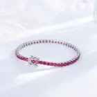 YLMyself 925 Silver Tennis Bracelet For Women, 3mm Ruby Or Sapphire Cubic Zircon, 15–20CM, Elegant Wedding Jewelry Gift 4