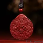 Natural Mineral Vermilion Sand Nine Eight Trigrams Pendant Necklace Jewelry Chinese Healing Women Men Lucky Gift Sweater Chain 5