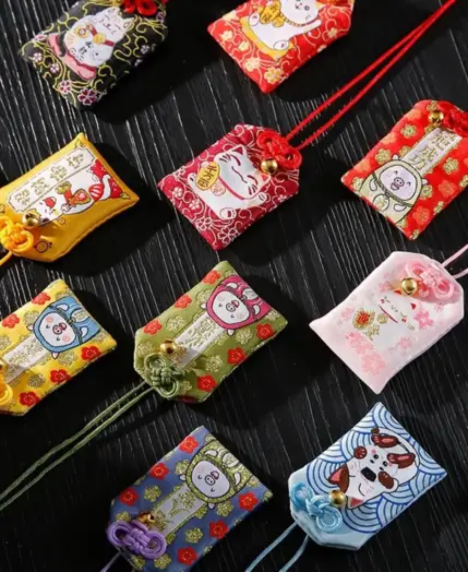 1Pcs New Japanese Prayer Omamori Pray Fortune Beauty Health Safety Lucky Charms Wealth Bag Guard Pendant Keychain Couple Gift 1