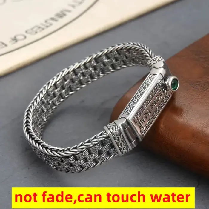 100% Real Solid S925 Silver Punk Retro Men's Lucky Bracelet Silver Tide Creative Personality Jewelry Chain Birthday Gift 2 100% Real Solid S925 Silver Punk Retro Men's Lucky Bracelet Silver Tide Creative Personality Jewelry Chain Birthday Gift 2