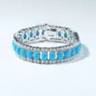 2023 Summer New High Quality Women Jewelry Geometric Oval Blue Turquoises Stone Tennis Bracelet For Women 2