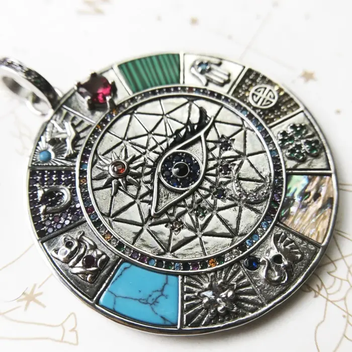 Amulet Magical Lucky Symbol Tree Flower Karma Whell Sun Bird Butterfly Pendants Jewelry 925 Sterling Silver Gift For Women Men 4