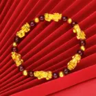 Women's 24K Gold (AU999) Pi Xiu Prayer Bead Bracelet | Matte-Gilt Two-Tone Pi Xiu, Chiseled Heart Sutra on Fortune Beads 1