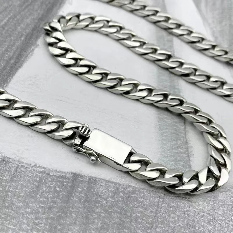 Real Solid S925 Sterling Silver Bracelet For Men Women Punk Couple Jewelry Authentic S925 Silver Bracelet Certified Jewelry