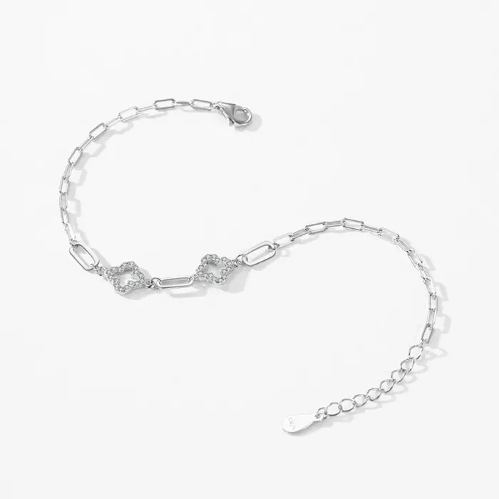 Ailmay Real 925 Sterling Silver Charm Lucky Grass Cubic Zirconia Adjustable Bracelet For Women Classic Wedding Statement Jewelry 4 Ailmay Real 925 Sterling Silver Charm Lucky Grass Cubic Zirconia Adjustable Bracelet For Women Classic Wedding Statement Jewelry 4