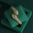 Luxury Vintage 18K Gold Plated Leopard Head Crystal Open Bangle Adjustable Design Women's Fashion Jewelry Gift 5