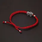 Handmade 999 Pure Silver Feng Shui Pixiu Charms Rope Braided Bracelet Good Luck Wealth Unisex Wristband Friendship Jewelry Gift 5