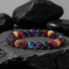 punk jewellery winter passion boho colorful tigers eye glass elastic bracelets for women beaded bangles pulsera mujer 5