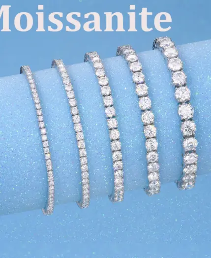 2-10mm DVVS1 Pass Diamond Test Round Cut Moissanite Tennis Bracelet White Gold Plated 925 Silver Jewelry for Women 1 2-10mm DVVS1 Pass Diamond Test Round Cut Moissanite Tennis Bracelet White Gold Plated 925 Silver Jewelry for Women 1