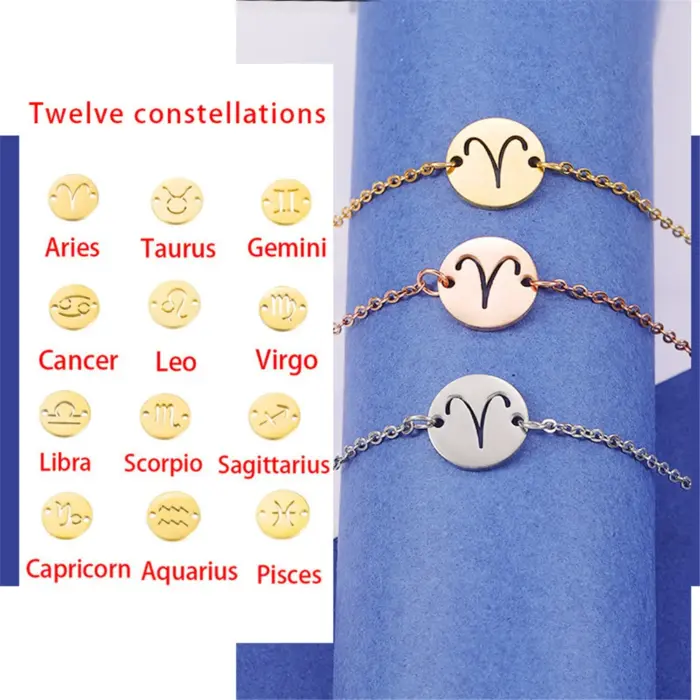 Leo 12 Zodiac Sign Constellation Charm Bracelet Gold Color Stainless Steel Hand Chains For Women Jewelry Birthday Gifts 2022 1