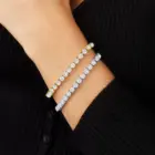 Dainty Full Moissanite Tennis Bracelet 18k Gold Plated 925 Sterling Silver D Color Lab Created Diamond Bracelet for Women Men 6