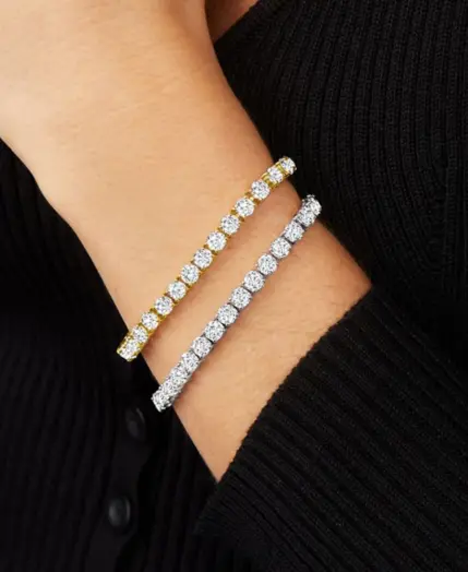 Dainty Full Moissanite Tennis Bracelet 18k Gold Plated 925 Sterling Silver D Color Lab Created Diamond Bracelet for Women Men 6