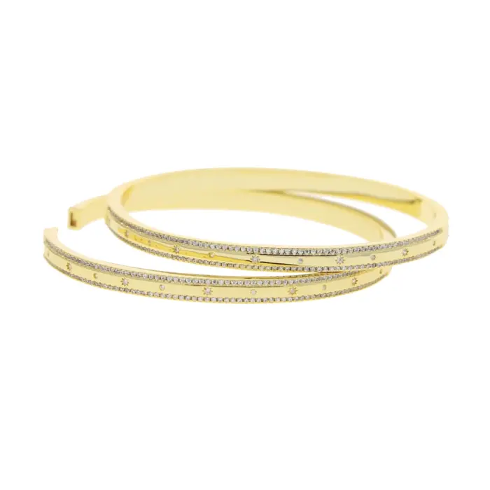 Gold Color Inner 58-60mm Bangle Bracelet For Women European Classic Fashion Micro Pave CZ Star Fashion Jewelry 4