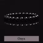 Natural Black Agates Beads Bracelet Women Men Genuine Black Onyx Natural Stone 6mm 8mm Smooth Round Beads Lucky Energy Jewelry 6
