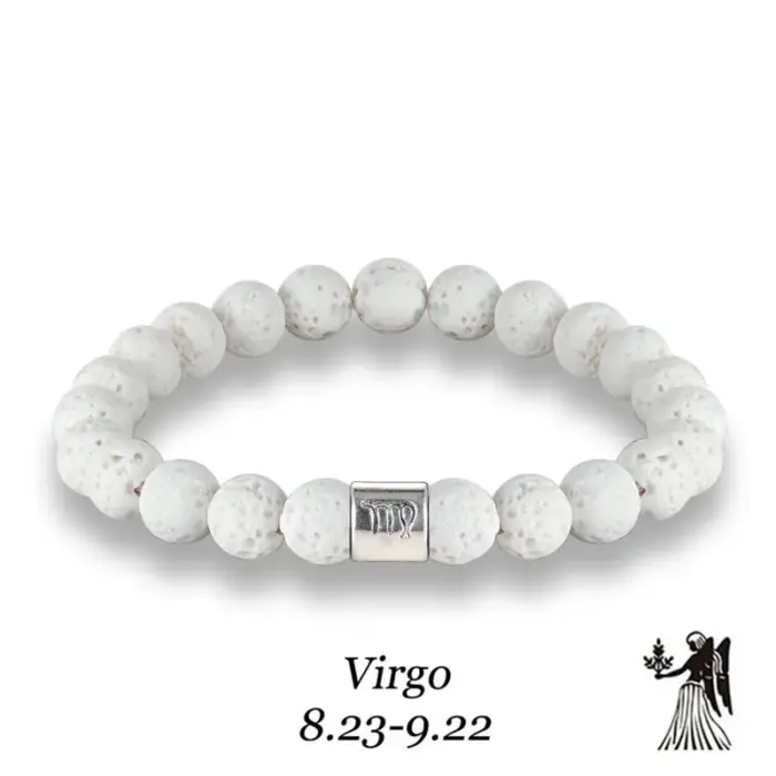 New 12 Zodiac Signs 8mm Beads Bracelets Handmade Vintage White Lava Stone Beads Elastic Bracelets Jewelry For Men Women Jewelry 4