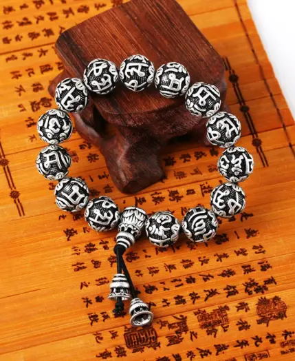 Sanskrit Six Words Engraved Buddha Bracelet OM Mala Beads Bracelets For Men And Women Mantra Prayer Buddhism Jewelry 3