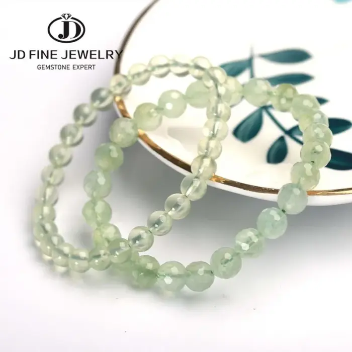 JD Natural Stone Prehnite Beads Bracelet Women Elegant Round Green Grape Stone Charm Yoga Strand Bangles Female Jewelry Gift 3