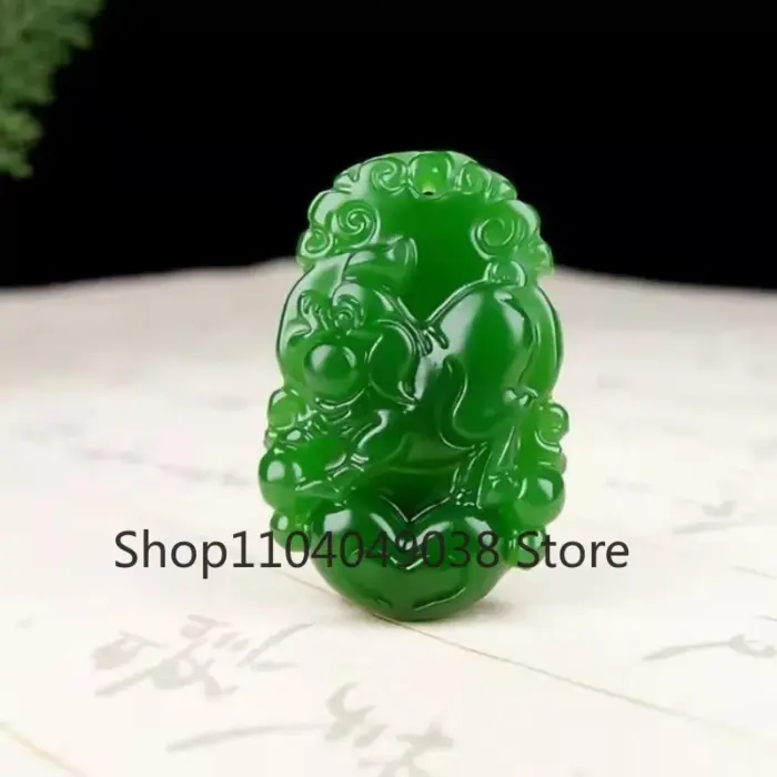 Natural Chinese White Jade Zodiac Pendant Spinach Green Jasper Twelve Zodiac Rat Ox Monkey Jewelry Accessories Lucky Amulet Gift 6