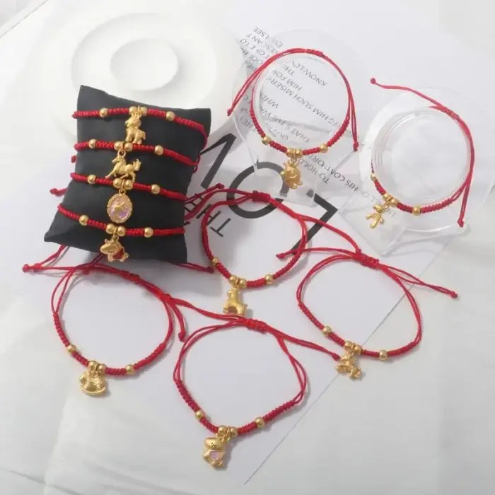 1Piece 2026 Horse Year Lucky Red Rope Bracelet Chinese Style Zodiac Horse Braided Bracelet Women Fashion Jewelry 1