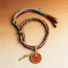 Handmade Good Lucky Tibetan Bracelet Colorful Thread Charm Rope Bracelet & Bangles Knots Red Thread Coin Bracelets Original 5
