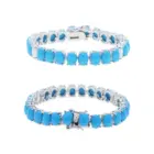 2023 Summer New High Quality Women Jewelry Geometric Oval Blue Turquoises Stone Tennis Bracelet For Women 3