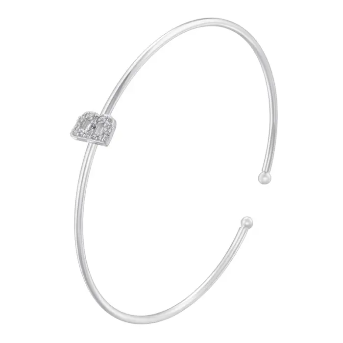 ZHUKOU 18K gold plated micro-set zirconia 26 letters A-Z simple unisex bracelet lucky letters bracelet silvery: VL519 6