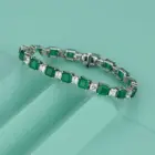 15-18cm 925 Sterling Silver Synthesis Colombian Emerald Bracelets for Women S925 Silver Carbon Diamond Chain Bracelet Bangles 2