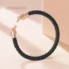 MOONLIGHT Classic Style Genuine Braided Leather Bracelets for Women Simple U-shaped Couples Bracelet Female Man Jewelry Gift 5