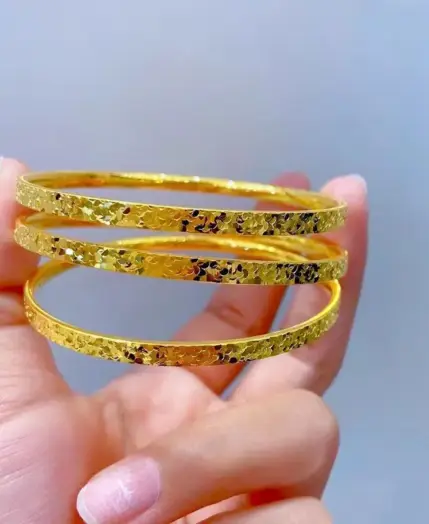 24k Gold Real 9999 Golden Broken Bingbing Bangles Flash Solid Bracelet Women's Temperament Fine Jewelry Set Ring Bracelet 3