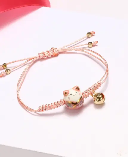 Accessories Ceramics Cat Transfer Lucky Braided Rope Temperament Red Rope Bracelet Zodiac Hand Rope Fashion Jewelry Women Gifts 3