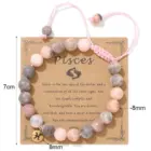 Libra Pink Zebra Stone Beads Bracelet 12 Zodiac Constellation Signs Charm Braided Bracelets for Women Birthday Gift Jewelry 3
