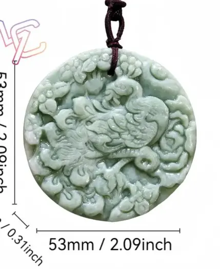 Natural Real Jade Peacock Pendant Necklace Luxury Chinese Carved Jewelry Fashion Gemstones Amulet Gift Talismans Vintage 2
