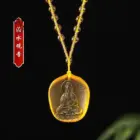 Chinese Yellow crystal Water Droplet Guanyin Bodhisattva Pendant Jewellery Fashion Hand-Carved Accessories DIY Women Man Amulet 3