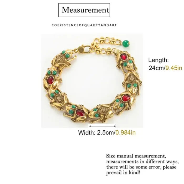 Vintage Jewelry Lucky Toad Bracelets For Women Green Red Agate Antique Gold Color Charm 2025 Accessories Mothers Day Gift New 5