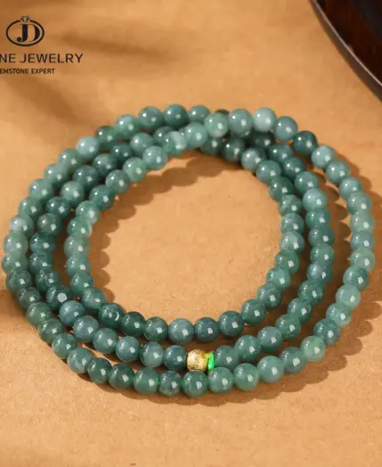 JD Natural Stone Guatemala Jadeite Buddha Bead Multi-Layer Bracelets Women Vintage All Match Yoga Meditation Elastic Necklaces 1