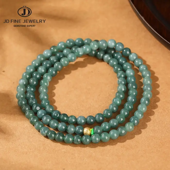 JD Natural Stone Guatemala Jadeite Buddha Bead Multi-Layer Bracelets Women Vintage All Match Yoga Meditation Elastic Necklaces 1