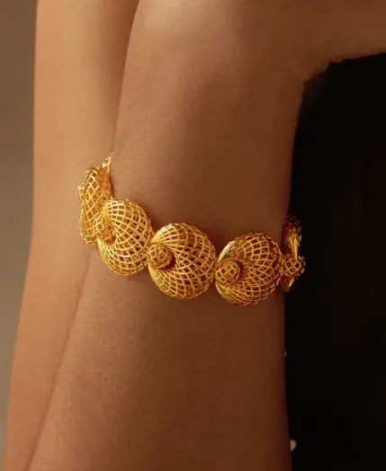 IVOG New Product Hollow Design Cuff Bangle For Women 18K Gold Plated Hollow Balls Chain Bracelet Fashionable Jewelry 2