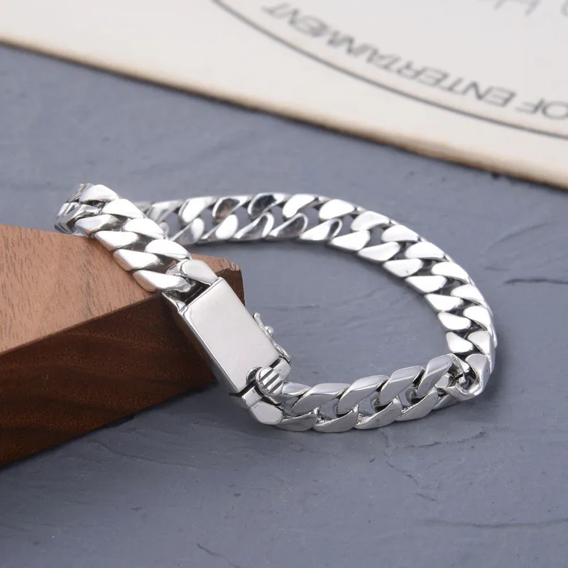 Real Solid S925 Sterling Silver Bracelet For Men Women Punk Couple Jewelry Authentic S925 Silver Bracelet Certified Jewelry