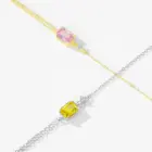 Ailmay 925 Sterling Silver Mini Rectangular Pink Zircon Exquisite Chain Bracelets For Women Girl Holiday Or Anniversary Gold Pla 4