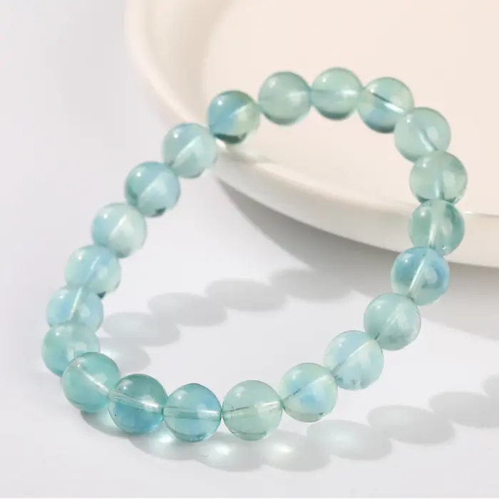 JD Natural Stone Blue Green Fluorite Healing Bracelets For Women Genuine Reiki Crystal Stretch Bangles Girlfriend Party Jewelry 2