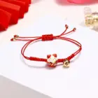 Accessories Ceramics Cat Transfer Lucky Braided Rope Temperament Red Rope Bracelet Zodiac Hand Rope Fashion Jewelry Women Gifts 1