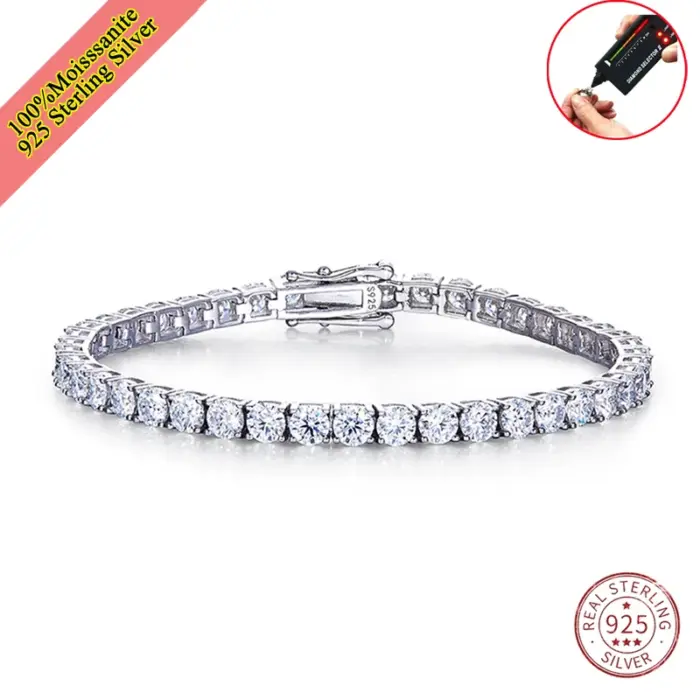 Real Moissanite Tennis Bracelet for Women Men 3.0mm Lab Diamond Bangle with Certificates 925 Sterling Silver Fine Jewelry 3